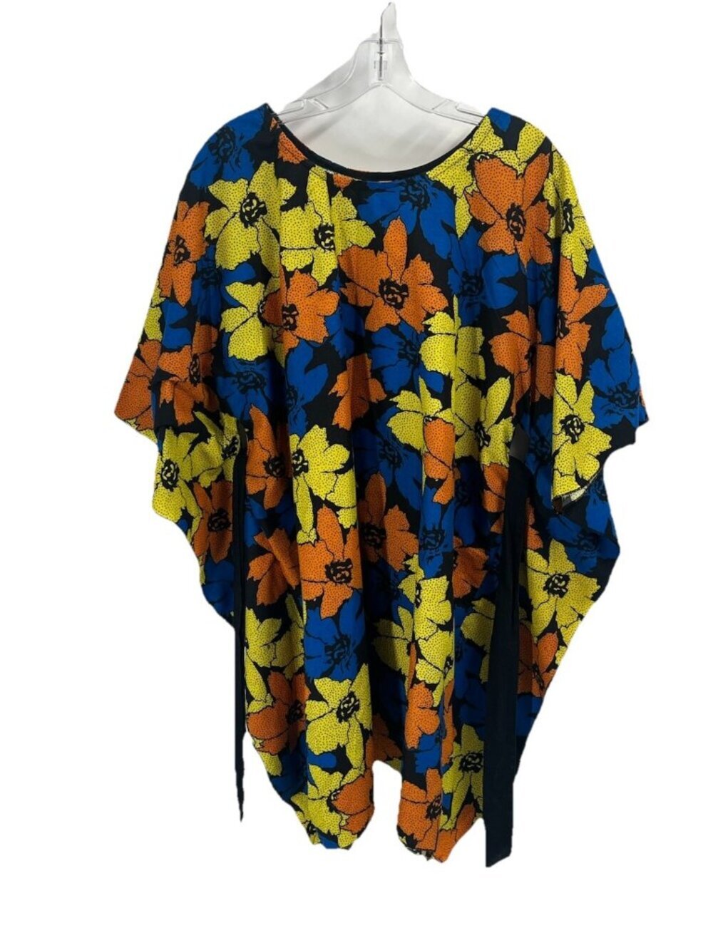 Colorful Floral Kaftan Dress Oversized Boho Batwing Tunic Abstract Print Sz L